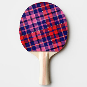 Navy Blau Rot Pink Kariert Tartan Design  Tischtennis Schläger