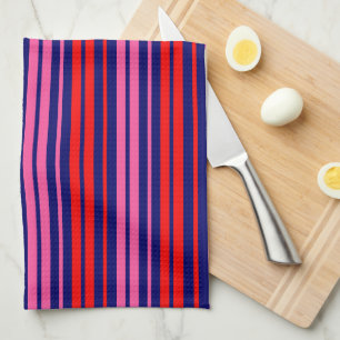 Navy Blau Rot Pink Vertikale Streifen Design Geschirrtuch