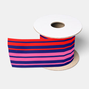 Navy Blau Rot Pink Vertikale Streifen Design Satinband