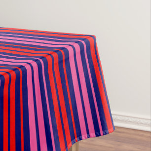 Navy Blau Rot Pink Vertikale Streifen Design Tischdecke