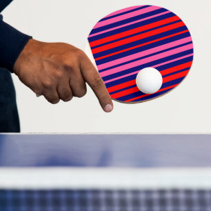 Navy Blau Rot Pink Vertikale Streifen Design Tischtennis Schläger