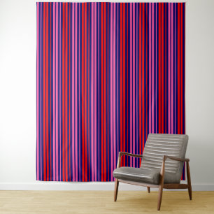 Navy Blau Rot Pink Vertikale Streifen Design   Wandteppich