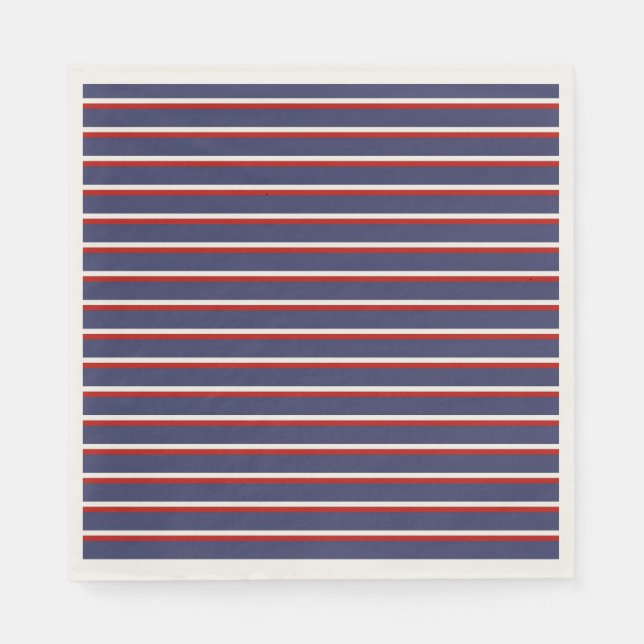 Navy Blau Rot Streifenmuster Serviette (Vorderseite)