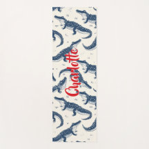 Navy Blau & Rot vintage Krokodilmuster