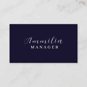 Navy Blau Schrift   Modern Minimal Professionell  Visitenkarte