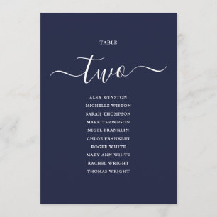 Navy Blau Schrift Tisch Nummer 2 Sitzordnung Einladung