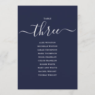 Navy Blau Schrift Tisch Nummer 3 Sitzordnung Einladung