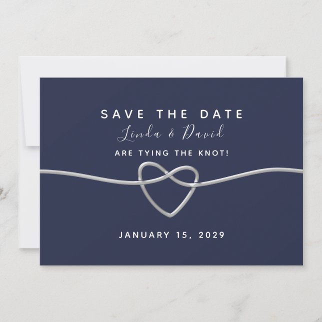 Navy-Blau-Script-Hochzeit Save The Date (Vorderseite)
