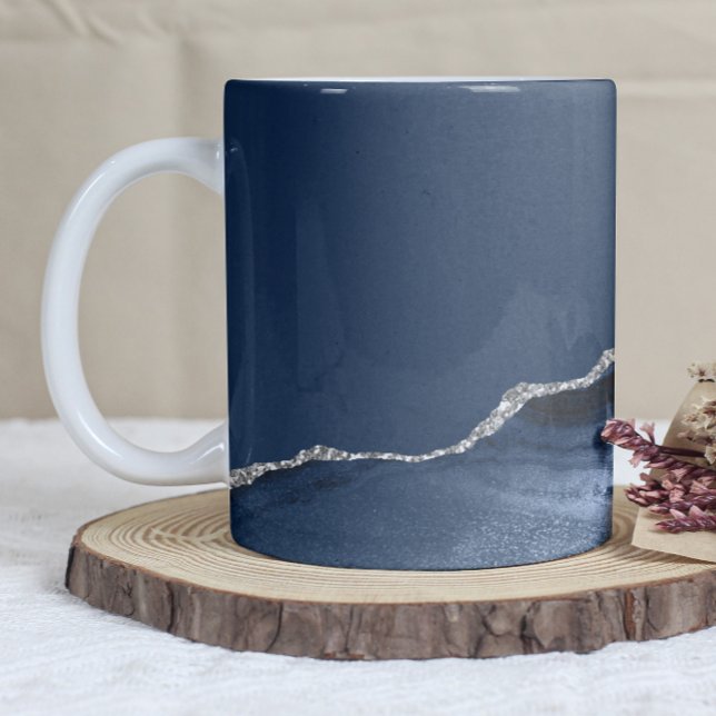 Navy Blau Silber Achat Kaffeetasse (Von Creator hochgeladen)
