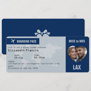 Navy Blau & Silber Bordkarte Junggesellinnenabschi Einladung