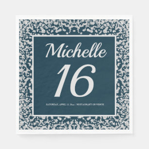 Navy Blau Silber Diamant Glitter 16. Geburtstag Serviette