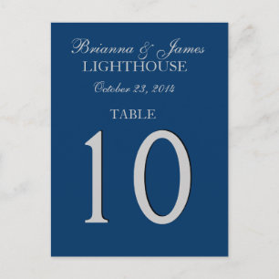 Navy Blau & Silber Hochzeit Tischnummernkarte Postkarte