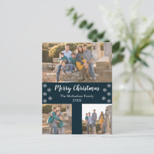 Navy Blau Silber Schneeflocke Weihnachten Collage