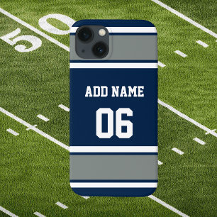 Navy Blau, Silber und Weiß Sportstreifen  Case-Mate iPhone Hülle