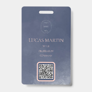 Navy Blau Smokey QR-Code Mitarbeiter Namensschild Ausweis