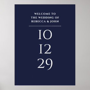 Navy Blau Special Date Hochzeit Willkommensschild Poster