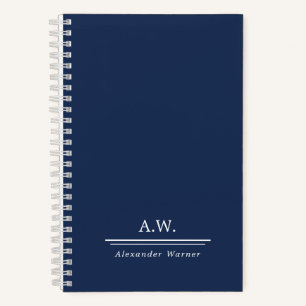 Navy Blau Stilvolles Monogramm & Name Notizbuch
