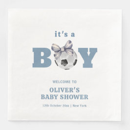 Navy Blau Süße Schleife Fußball Junge Baby Shower Serviette