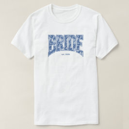 Navy Blau Toile BRIDE Verlobungsfeier Junggesellin T-Shirt