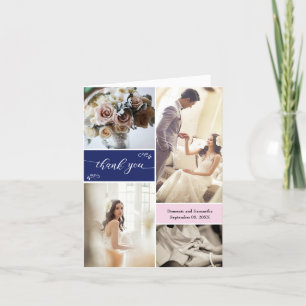 Navy Blau und Blush Pink Script Danke Collage