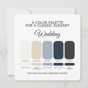 Navy Blau und Elfenbein Hochzeitsfarbpalette Karte