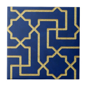 Navy Blau und Falschgold Marokkanisches Mosaikmust Fliese