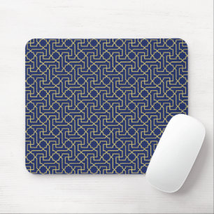 Navy Blau und Faux Gold Marokkanisches Mosaikmuste Mousepad