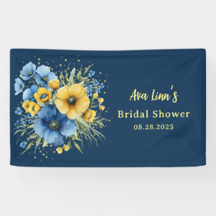 Navy Blau und gelbe Floralien Goldene Brautparty Banner