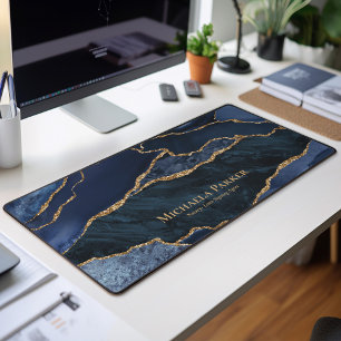 Navy Blau und Gold Achat Geode Geschäfts- Schreibtischunterlage