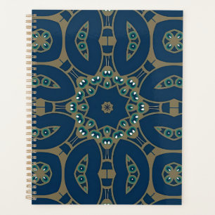 Navy Blau und Gold geometrisches Oktagon-Muster Planer