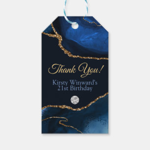 Navy Blau und Gold Glitter Achat Geburtstagsfeier Geschenkanhänger