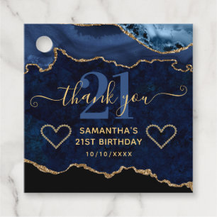 Navy Blau und Gold Glitter Marmor Achat Geburtstag Geschenkanhänger