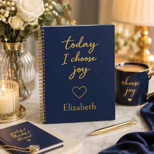 Navy Blau und Gold Heute wähle ich Freude Notizbuch
