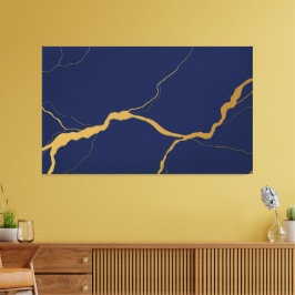 Navy Blau und Gold Kintsugi Abstrakt Leinwanddruck