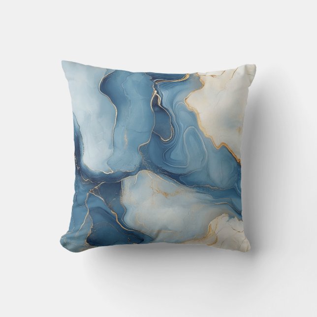 Navy Blau und Gold Marmor dekorative Drehkissen Kissen (Vorderseite)