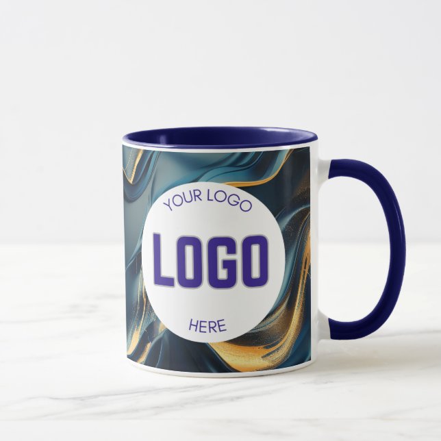 Navy Blau und Gold Modern Boho Custom Logo Tasse (Rechts)