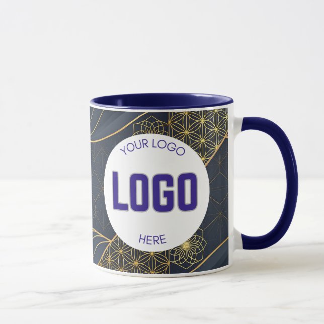 Navy Blau und Gold Modern Boho Custom Logo Tasse (Rechts)