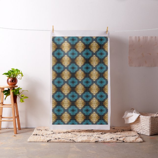 Navy Blau und Gold Modernes Boho Nahtloses Muster Stoff (Beispiel)