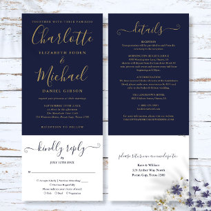 Navy Blau und Gold Schriftzug - Alles in Einem Hoc Einladung