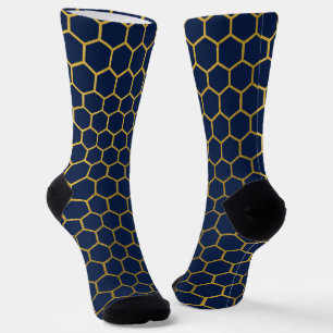 Navy Blau und Gold Sechseck geometrisches Muster Socken