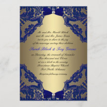 Navy Blau und Goldene Hochzeitseinladung