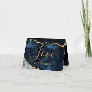 Navy Blau und Goldfolie Achat Marmor Dankeschön Fo Dankeskarte