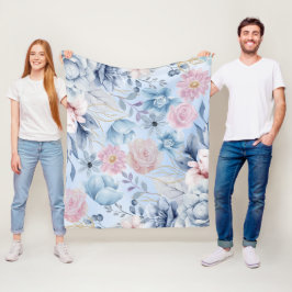Navy Blau und Rosa Blumen Fleecedecke