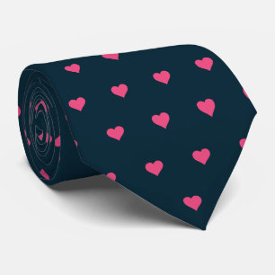 Navy Blau und Rosa Herzen Krawatte