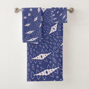 Navy Blau und Rosa Mitochondria Mandala Badhandtuch Set