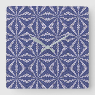 Navy Blau und Rosa Origami-Wahrsager-Muster Quadratische Wanduhr