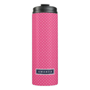 Navy Blau und Rosa winzige Punkte Monogramm Thermosbecher