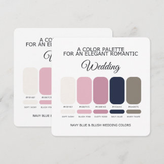 Navy Blau und Rosé Hochzeitsfarben-Palette Karte