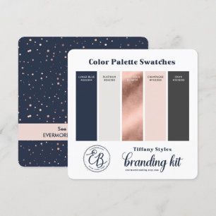 Navy Blau und Roségold Farbpalette Schattierungska Einladung