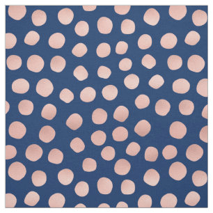Navy Blau und Roségold gepunkteter Stoff